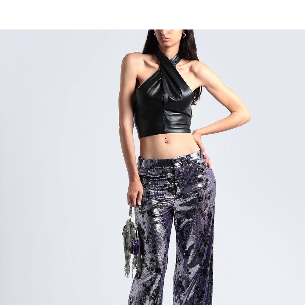 Leather halter crop top